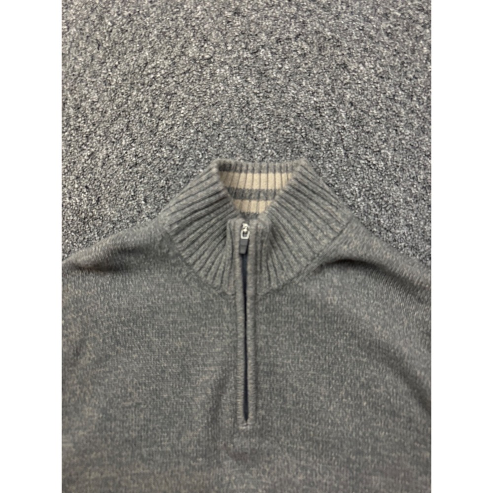 Eddie Bauer Mens Grey Marl 100% Cotton Quarter Zip Pullover‎ Sweater Size M